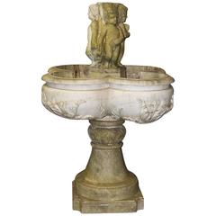 Carved Marble Garden Fountain Quartrefoil Bowl 10