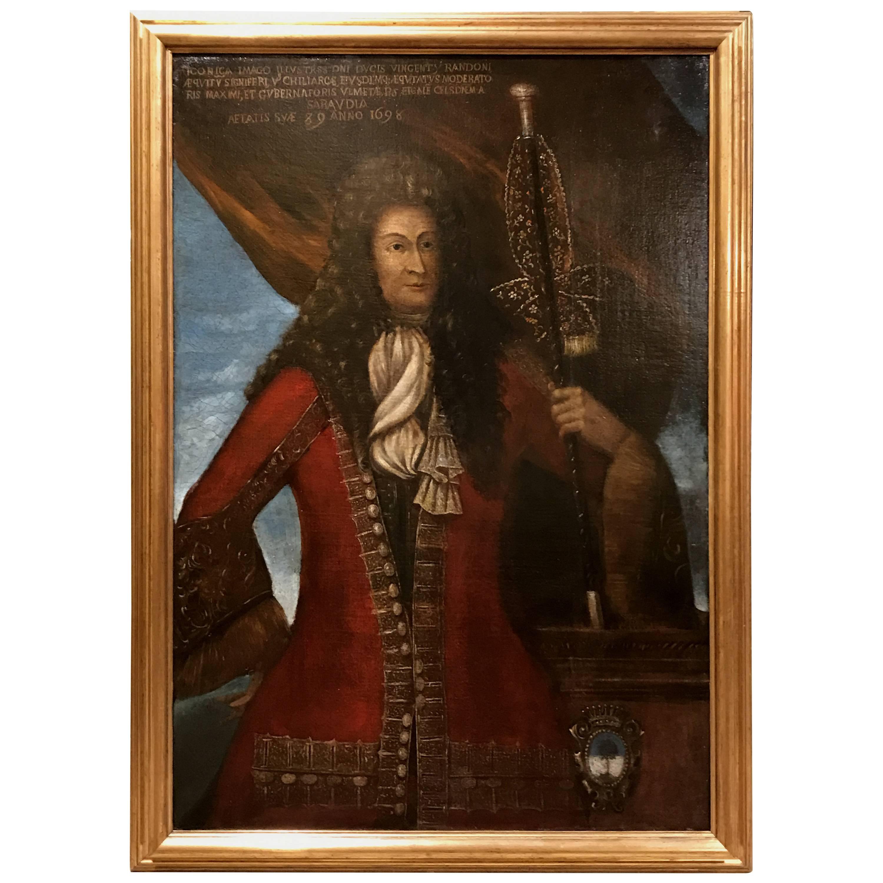 Late 17th Century Oil Painting Portrait of Lord Vincenzo of Ormea, Savoy