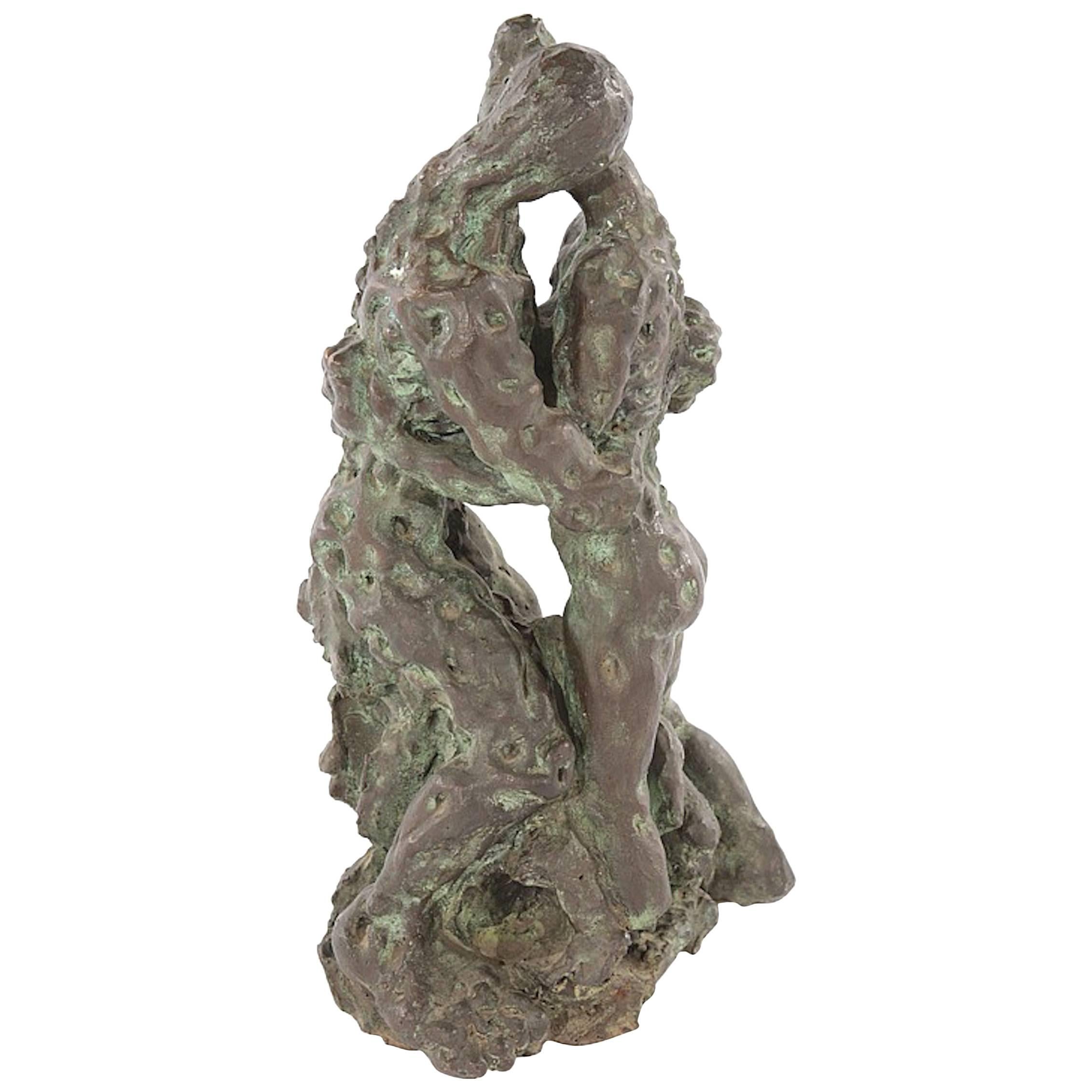 Bronze Sculpture the Lovers Embraced Signed