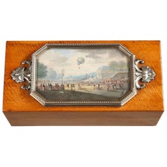 19th Century Stamp Box with Miniature in Gouache
