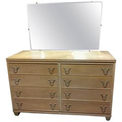 Mid-Century Eight-Drawer Commode and Mirror