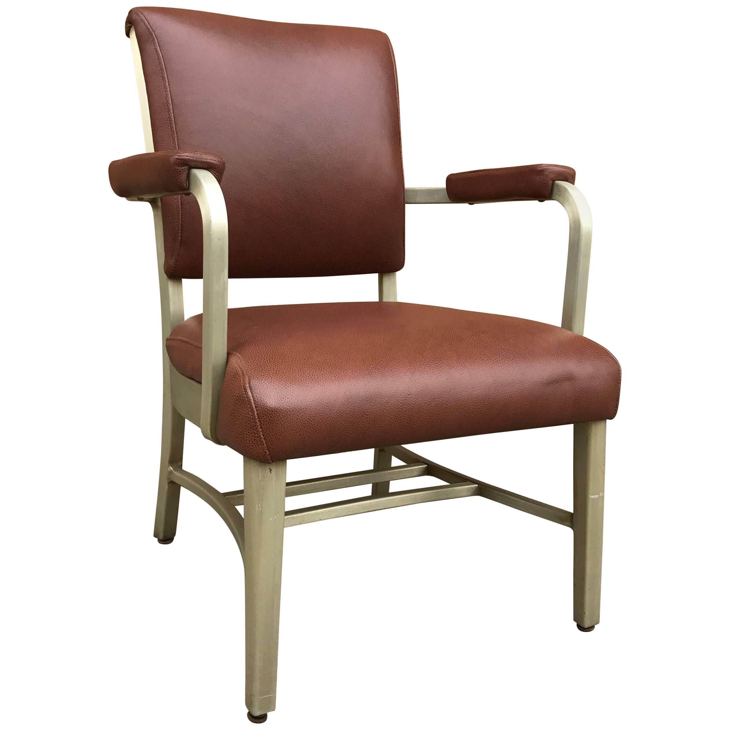 Sessel aus Leder und Aluminium aus der Jahrhundertmitte von GoodForm