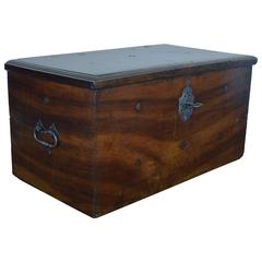 French Late Baroque Walnut and Steel Mounted Strongbox, Late 17th Century
