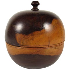 19th Century Lignum Vitae Treen Round Tea Caddy