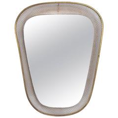 Mid-Century Modern Italian Mirror with Built in Light Sconce