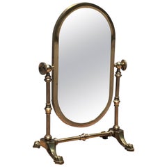 Vintage Petit Brass Cheval Vanity Mirror