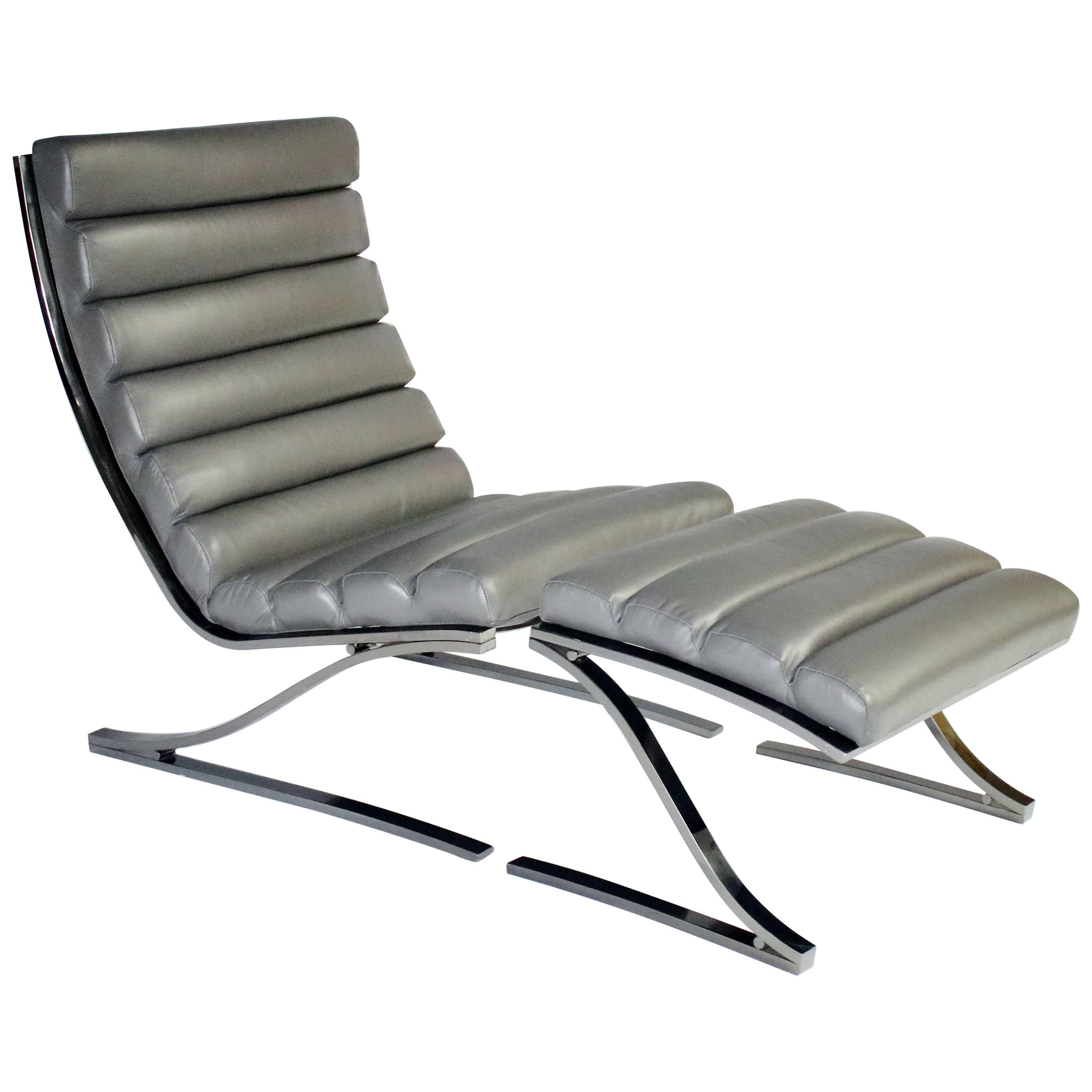 Design Institute of America Cantilevered Lounge Chair and Ottoman