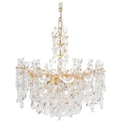 Used Palwa Tendril Ribbon Glass and Gold Chandelier Lamp Refurbished, 1960