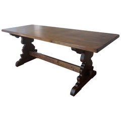 Spanish Rustic Dining Room Table with Lyre Leg