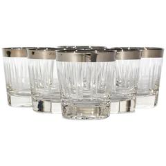 1960s Dorothy Thorpe Silver Rim and Etched Glass Tumblers, Set of Seven 9