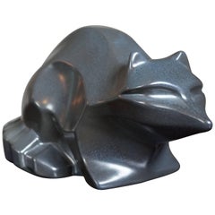 Rare Art Deco Style Mid-Century Stylized Racoon Sculpture Anthracite