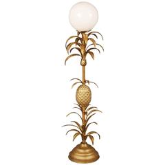 Mid-20th Century Palm Lamp with Pineapple, Brass
