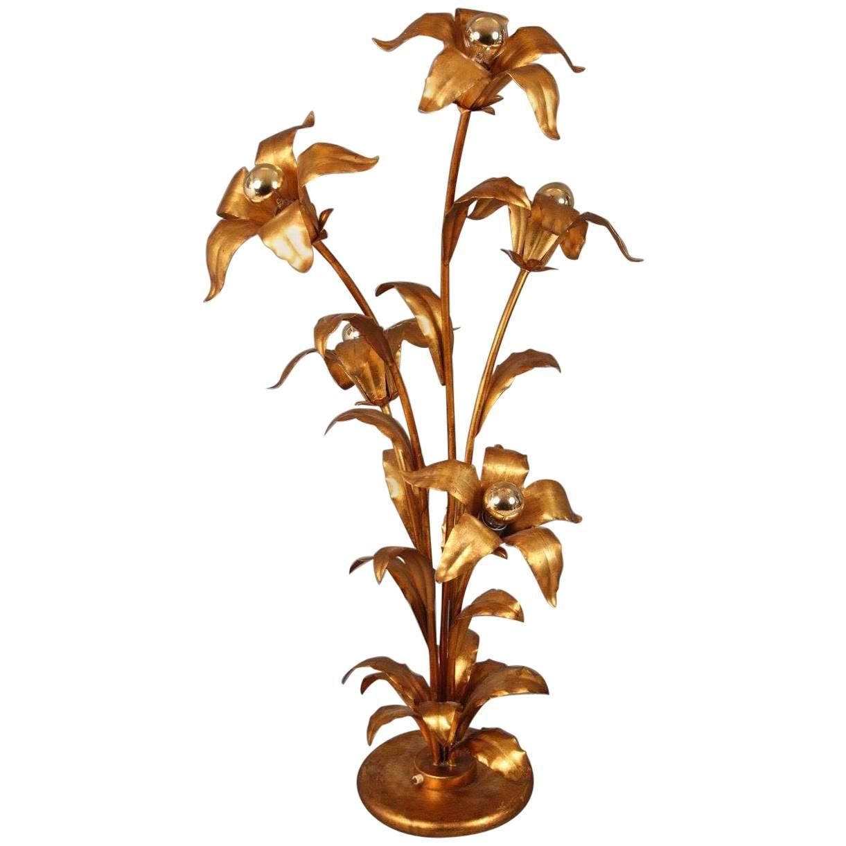 Hans Kogl Floor Lamp with Five Flowers and Light Bulbs For Sale