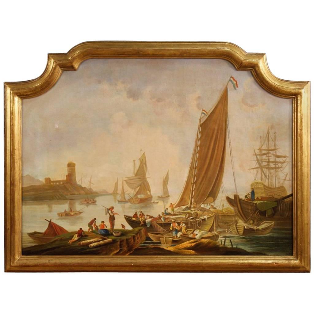 20th Century Italian Seascape Painting Oil on Canvas