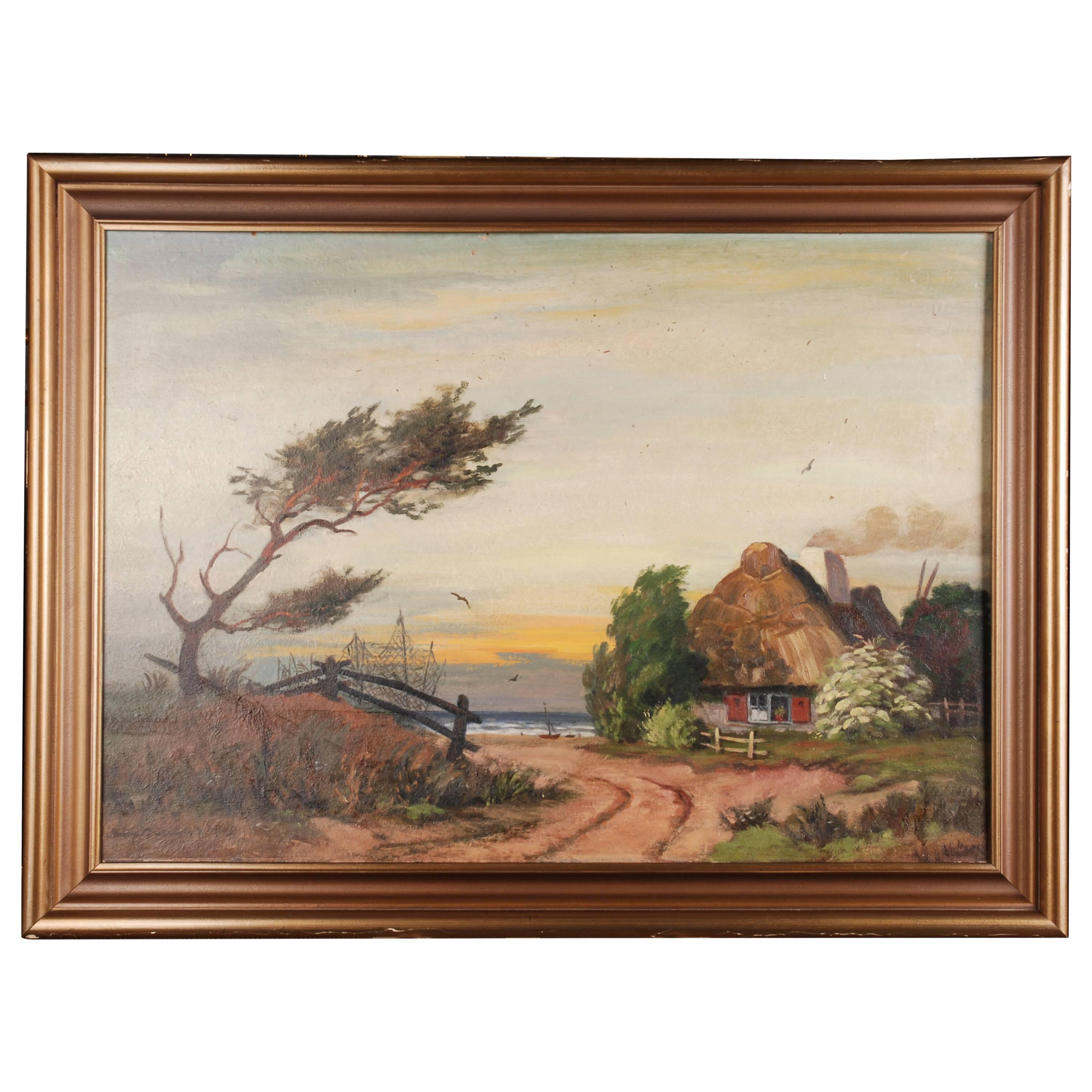 Rural Panorama Painting by Bruno Bielefeld antique 