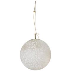 Etched Murano Glass Pendant Light, Italy, 1950s 8
