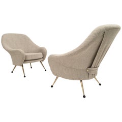 Zanuso 'Martingala' Lounge Chairs, Arflex, 1954 Upholstery Fully Restored, Signed