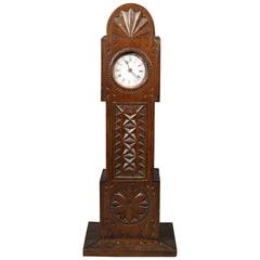 19th Century Hand-Carved Miniature Longcase Clock Pocket Watch Holder Stand 8