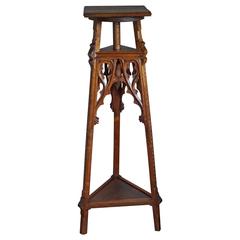 Antique and Large Hand Carved Gothic Revival Studio Work Easel / Sculpture Stand