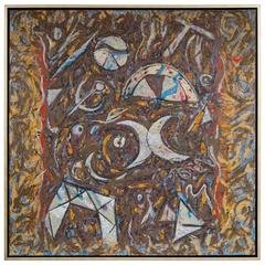 Richard Texier Extra Large Abstract Oil Painting, Ca Gigotte 1