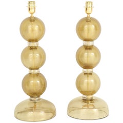 Magnificent Pair of Italian Murano Glass Lamps in 23-Karat Gold 7
