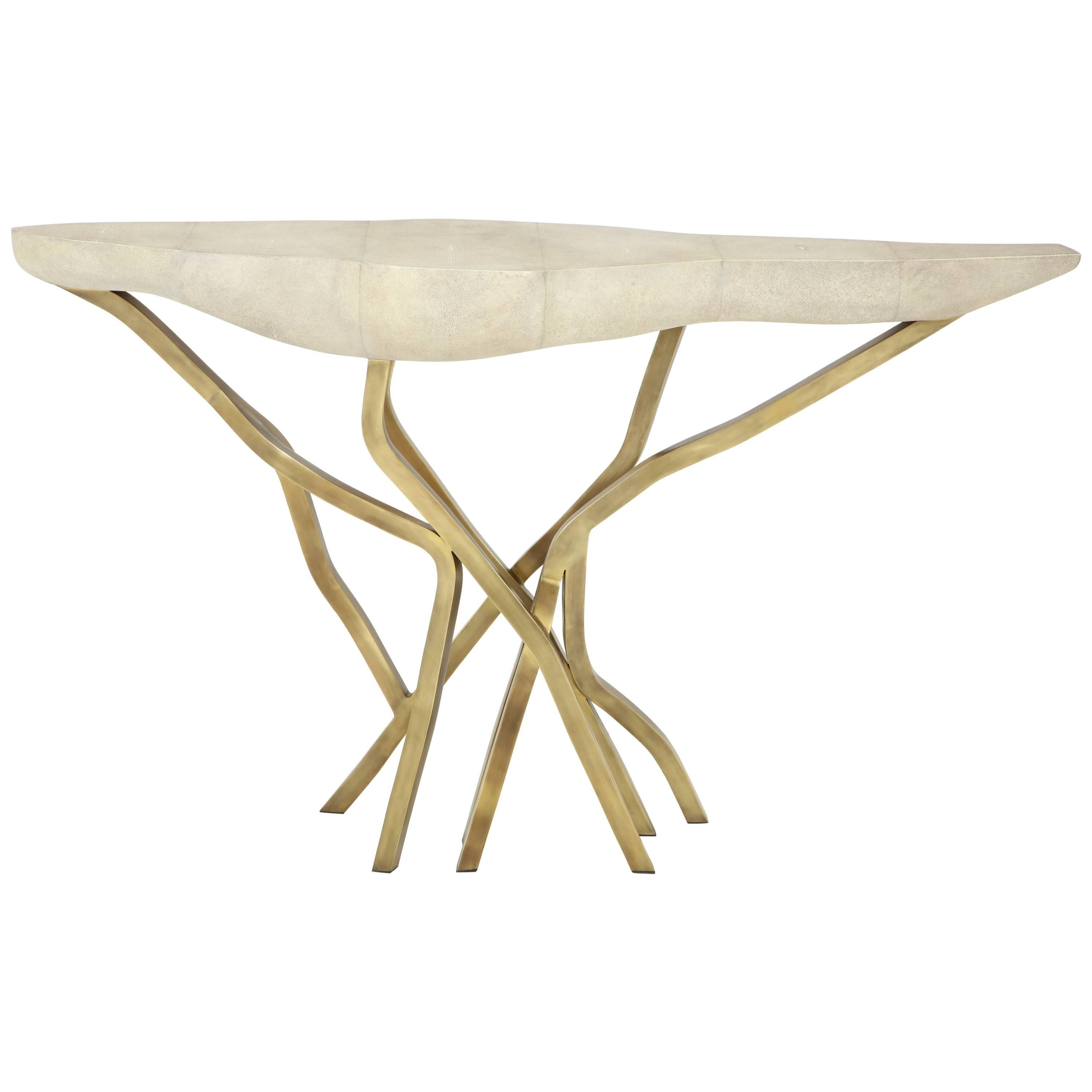 Shagreen Console with Bronze Legs