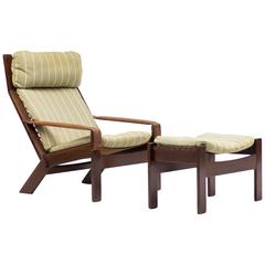 Scandinavian Architectural Lounge Chair with Footstool 12