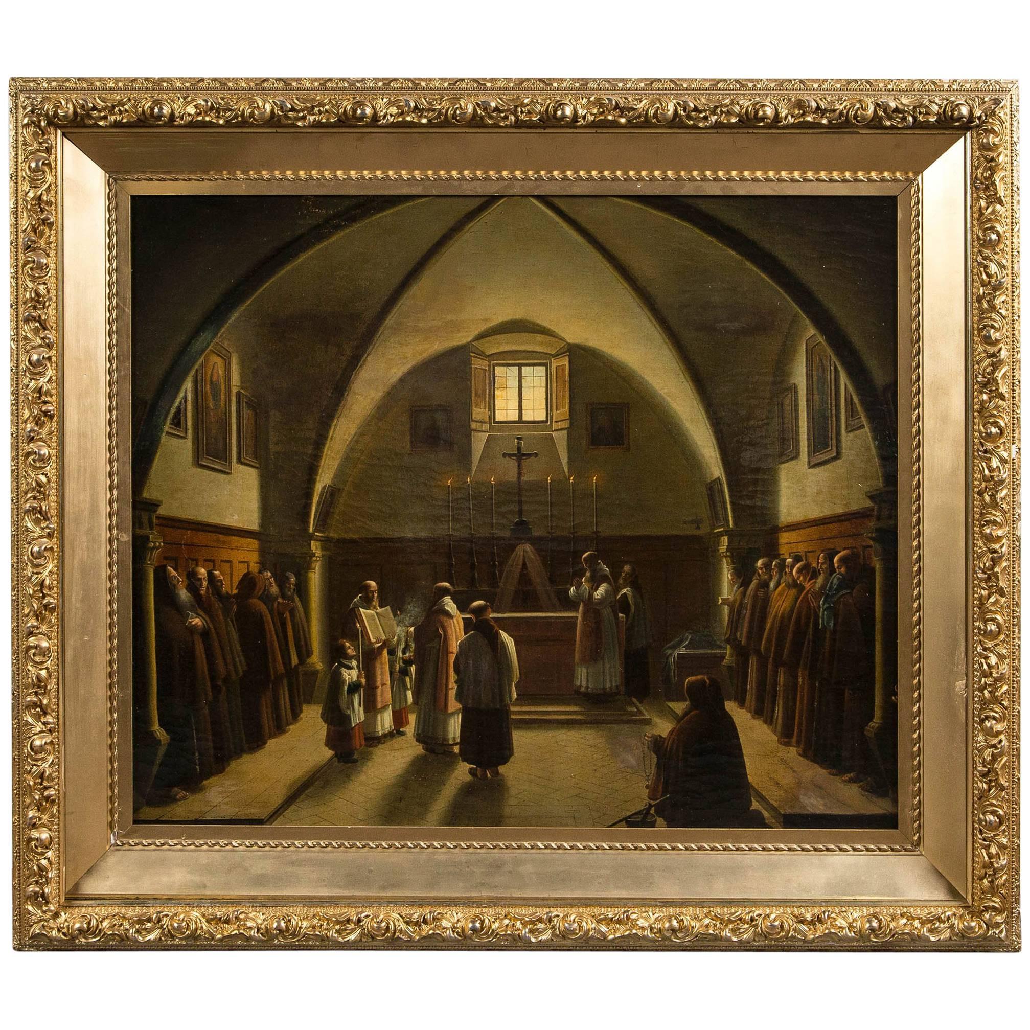 Rare 18th Century Church Ceremonial Painting For Sale