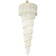 Large and Dramatic Cascading Spiral Chandelier by Camer