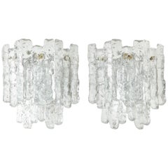 Pair of Ice Glass Sconces by Kalmar