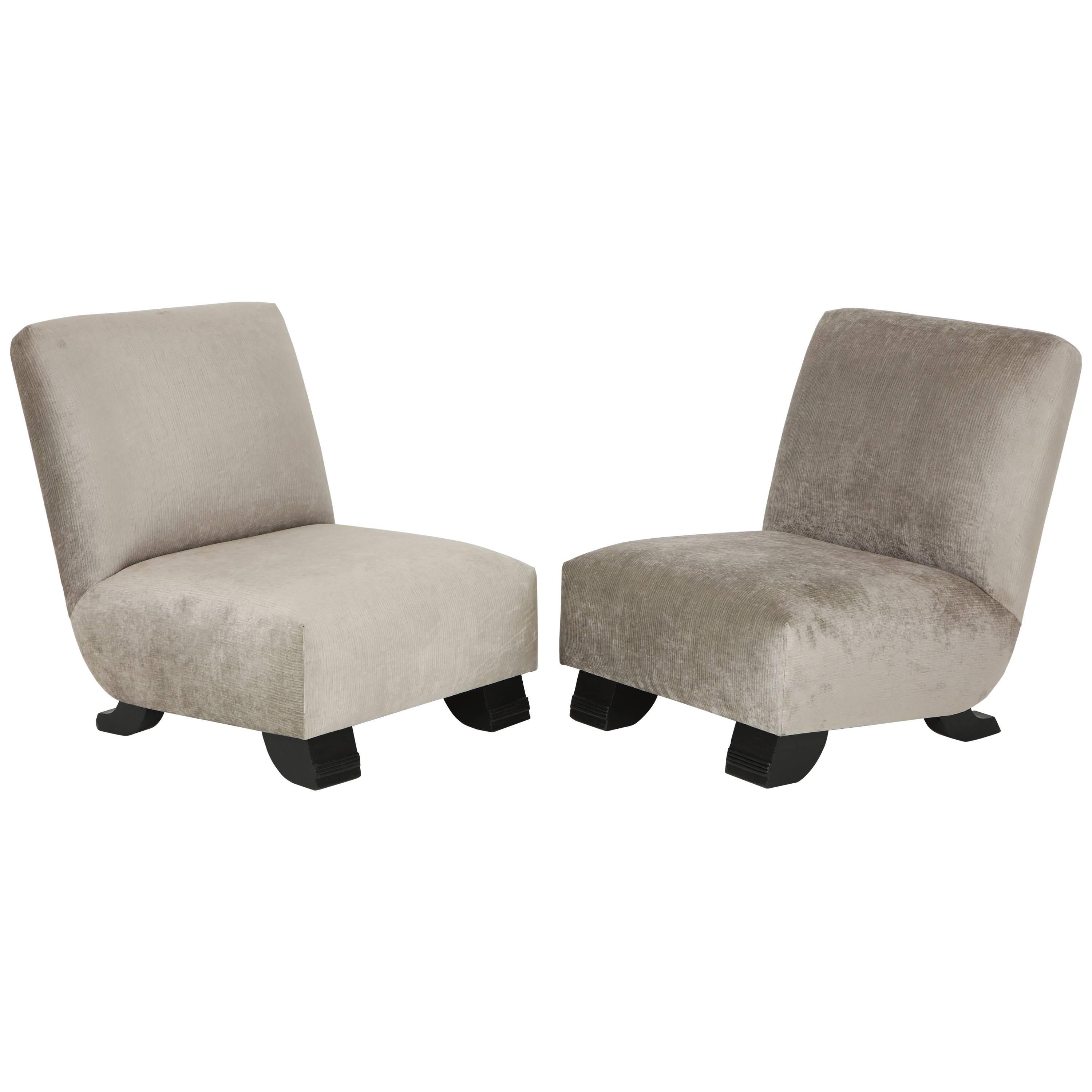 Elegant Pair of Slipper Chairs by James Mont