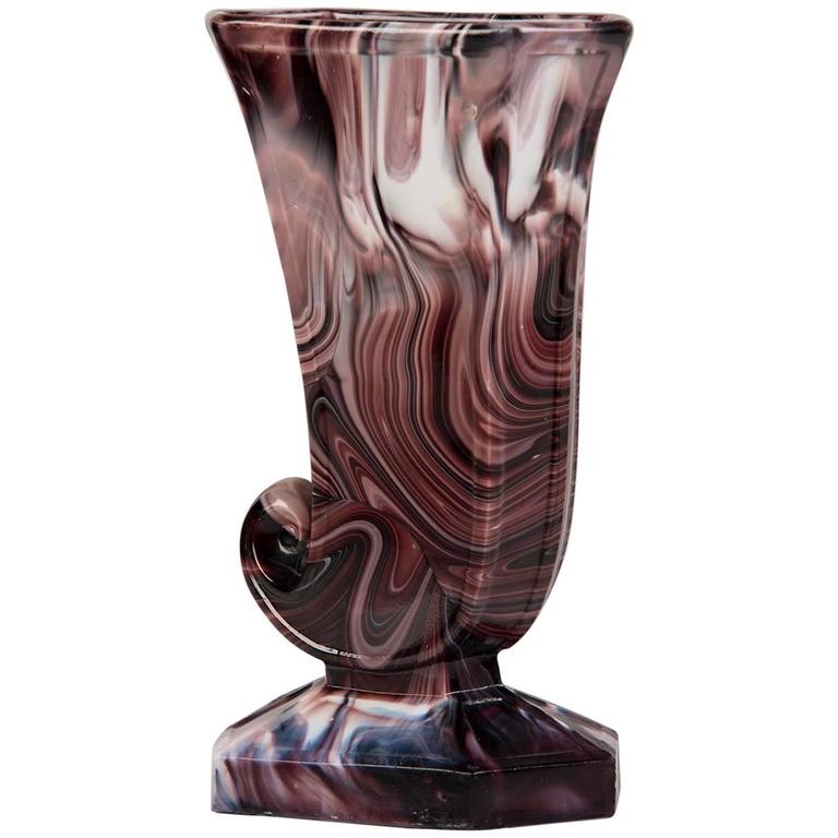 English Northumberland Glass Cornucopia Vase with Foot, circa 1890 at