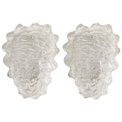Kalmar Textured Ice Glass Sconces, Two Pairs 11