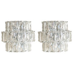 Used Three-Tier Kinkeldey Crystal Sconces