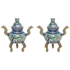 Pair of Cloisonné Incense Holders