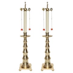 Stylized Bamboo Satin Brass Lamps