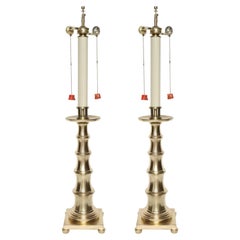 Stylized Bamboo Satin Brass Lamps