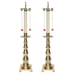 Stylized Bamboo Satin Brass Lamps 9