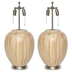 Italian Tan/Brown Drip Glazed Ceramic Lamps 5