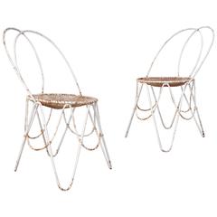 Pair of 20th Century French Garden Chairs Made of Enameled Iron 12