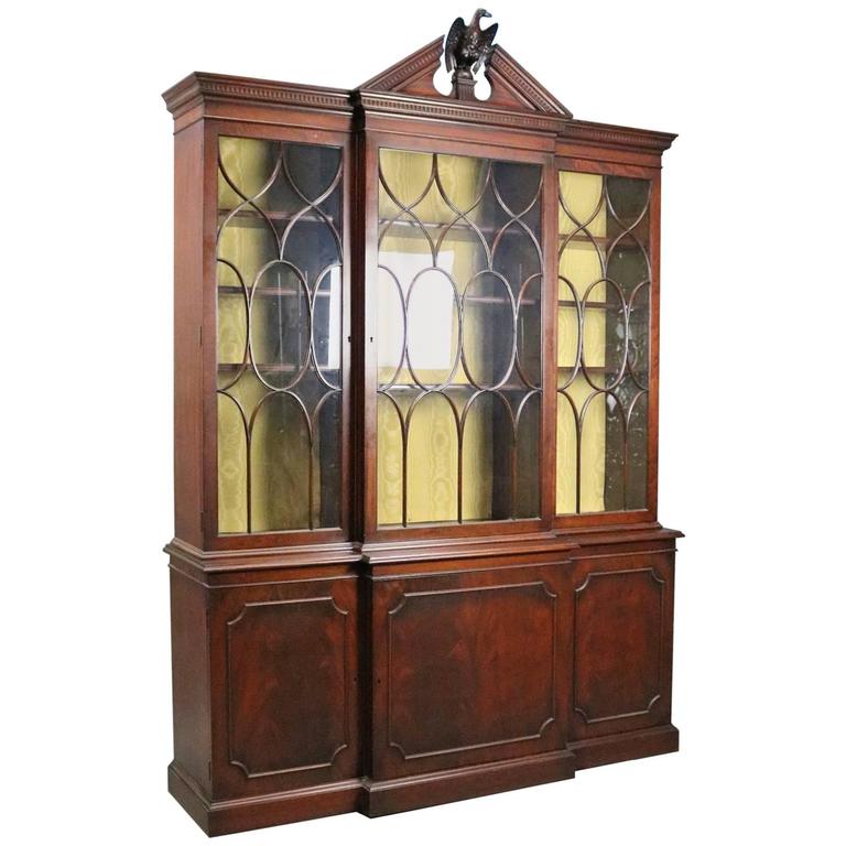 Antique Federal Style Handmade Mahogany Two-Piece Breakfront Cabinet Antique Federal Style Handmade Mahogany Two-Piece Breakfront Cabinet For Sale - Antique Federal Style Handmade Mahogany Two-Piece Breakfront Cabinet