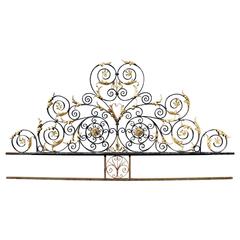 Monumental Victorian Style Iron Gate Crest with Gilt Foliate Highlights 10