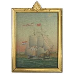 British Oil on Board Maritime Painting of Tall Mast Sailing Ship, circa 1870