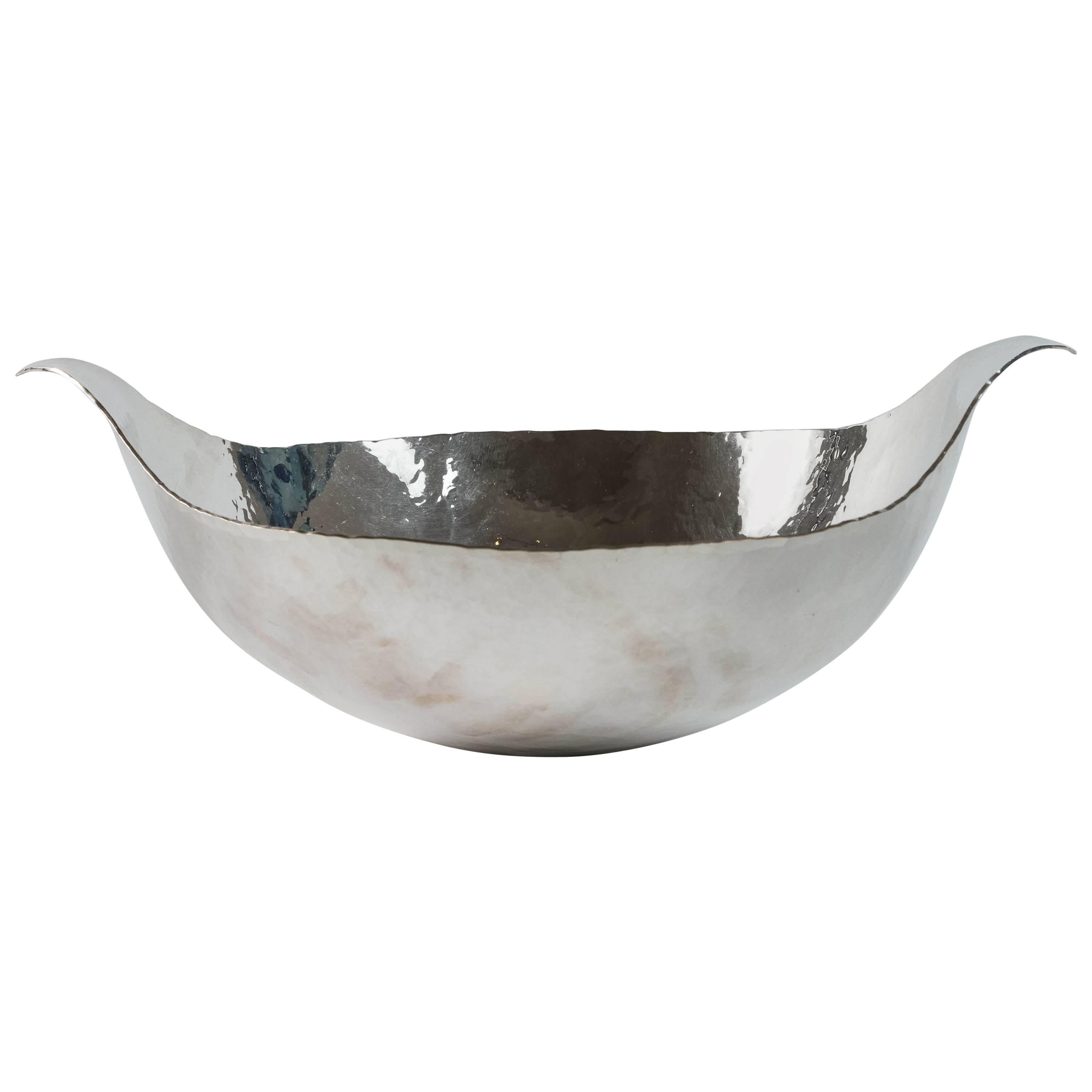 Hammered Silver Salad Bowl by Ben Caldwell For Sale