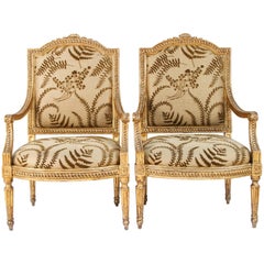 Pair of 18th Century Italian Carved Giltwood Armchairs