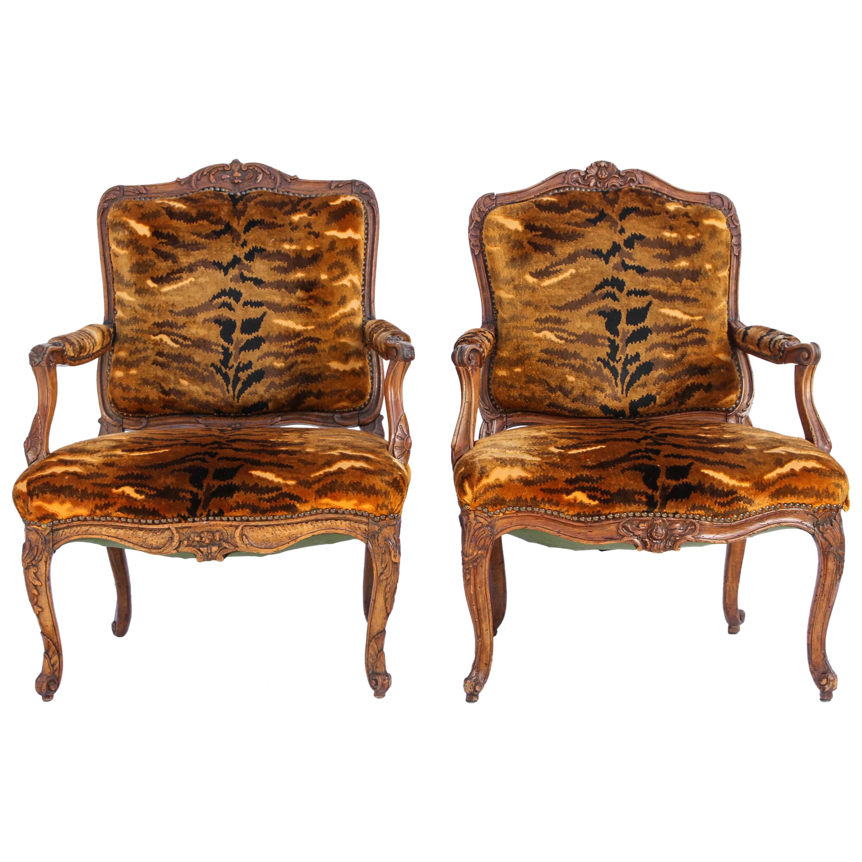 Similar Pair of 18th Century French Regence Walnut Armchairs