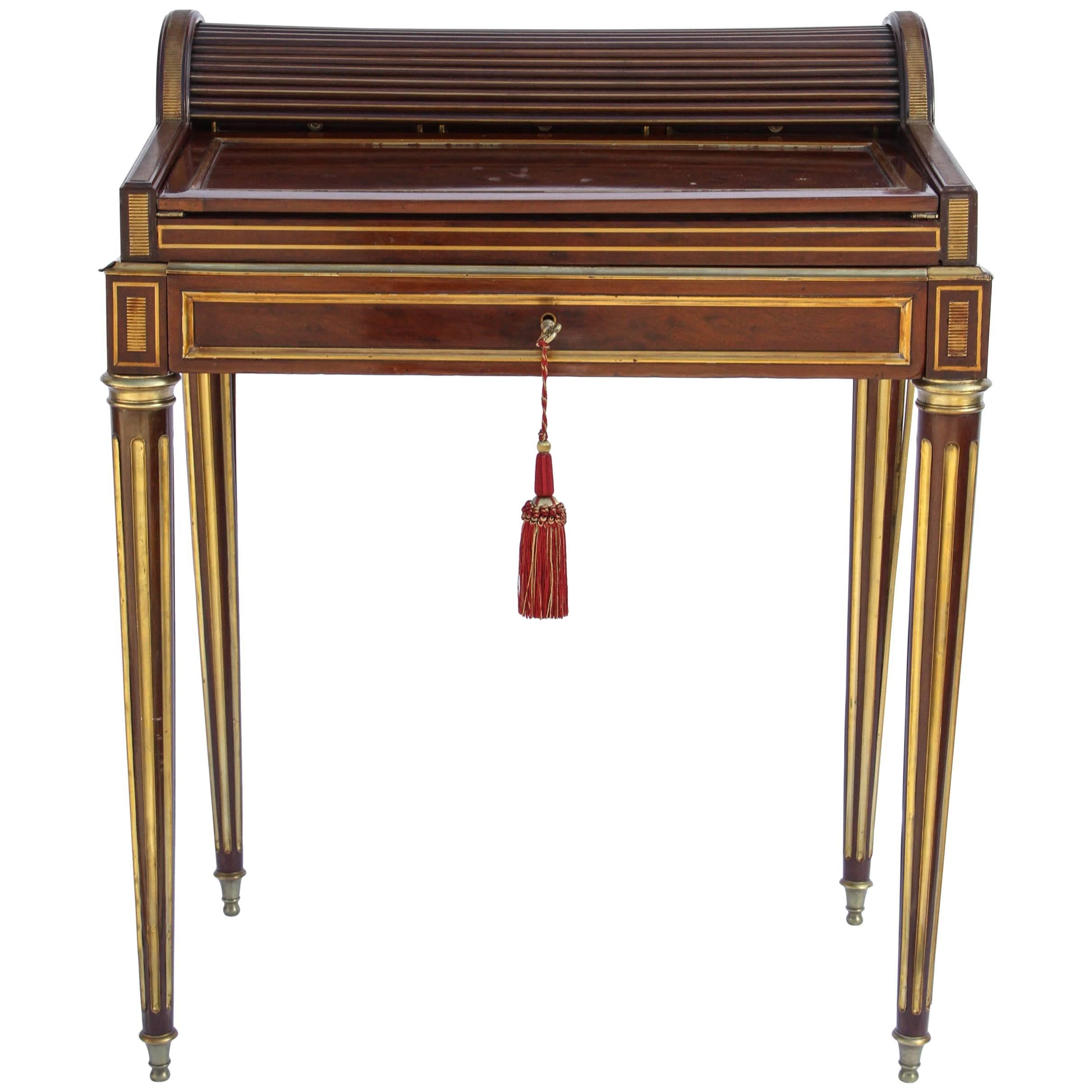 19th Century Paul Sormani French Miniature Cylinder Writing Desk