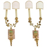 1900s Pair of French Doré Bronze Two-Arm Wall Sconces