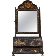 19th Century English Chinoiserie Miniature Desk with Mirror