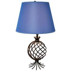 Blue Shade and Metal Table Lamp by Jean Royere Attributed, 1950 11